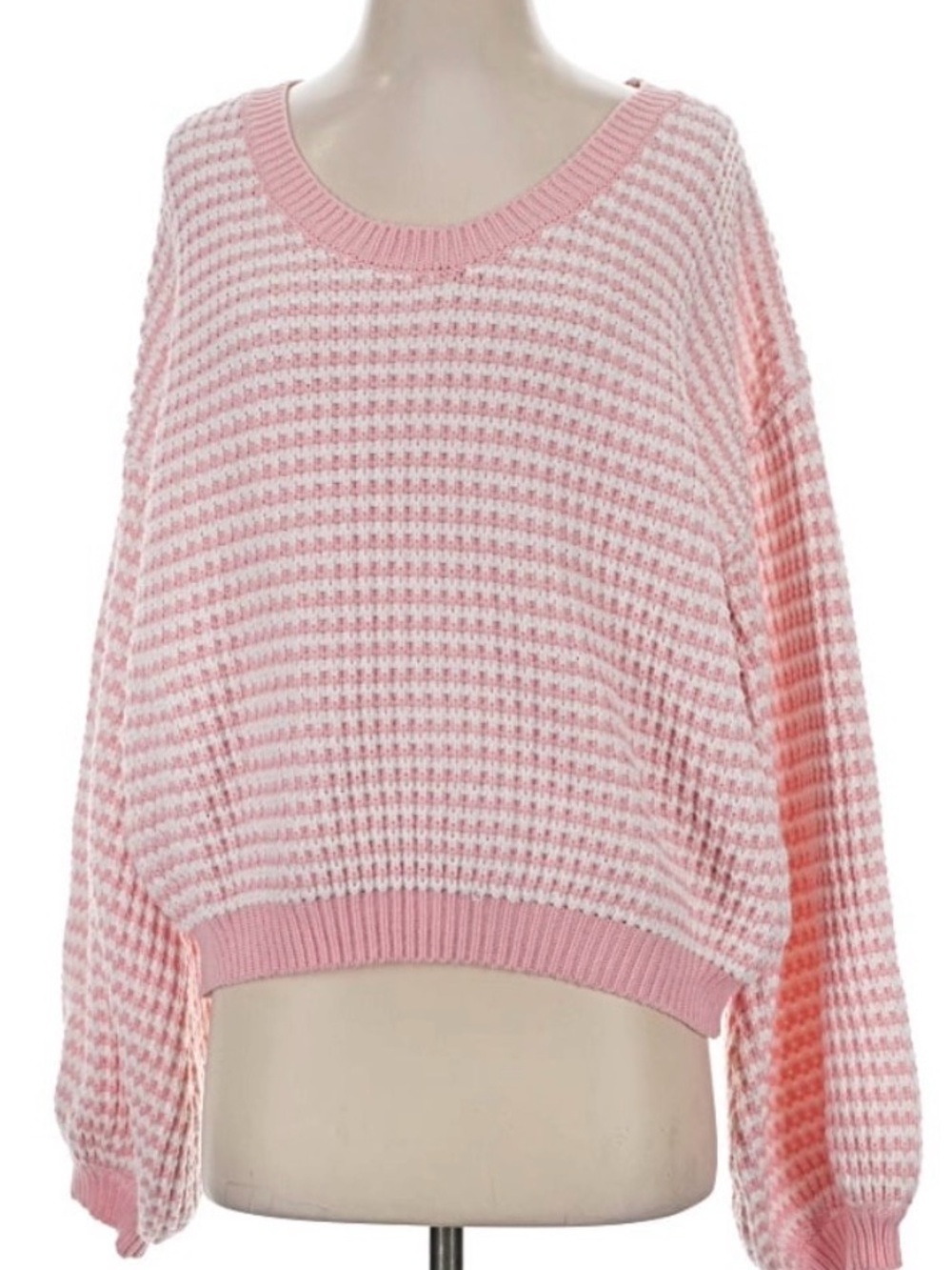Petal and Pup Pink and White Oversized Cozy Sweater